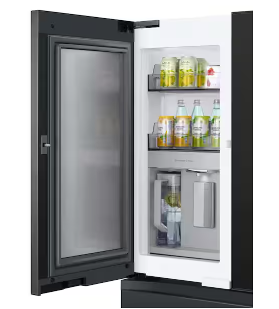 2cc3e280e94161789fa75de136acf3c1 Bespoke 23 cu. ft. Counter Depth 4-Door French Door Smart Refrigerator in Charcoal Glass/Matte Black with Family Hub - Image 4