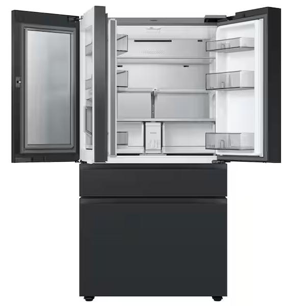 39b6643214435fc5000439aa17e907cd Bespoke 23 cu. ft. Counter Depth 4-Door French Door Smart Refrigerator in Charcoal Glass/Matte Black with Family Hub - Image 2