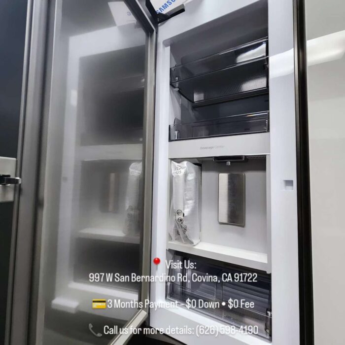 Samsung Bespoke 30 cu. ft. Standard Depth 3-Door French Door Smart Refrigerator in White Glass with Beverage Center - Image 4