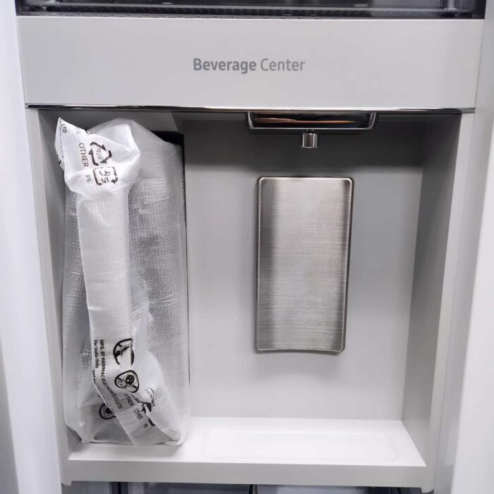 Samsung Bespoke 30 cu. ft. Standard Depth 3-Door French Door Smart Refrigerator in White Glass with Beverage Center - Image 5