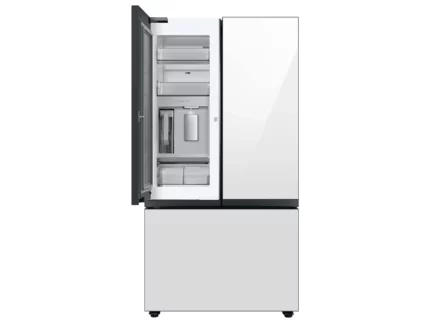 Samsung Bespoke 30 cu. ft. Standard Depth 3-Door French Door Smart Refrigerator in White Glass with Beverage Center