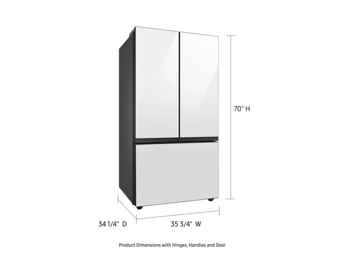 Samsung Bespoke 30 cu. ft. Standard Depth 3-Door French Door Smart Refrigerator in White Glass with Beverage Center - Image 7