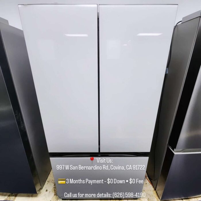 Samsung Bespoke 30 cu. ft. Standard Depth 3-Door French Door Smart Refrigerator in White Glass with Beverage Center - Image 2