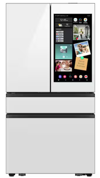 Samsung Bespoke 29 cu. ft. Standard Depth 4-Door French Door Refrigerator in Charcoal Glass  White Glass  AI Family Hub+