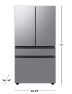 Samsung - BESPOKE 29 cu. ft. 4-Door French Door Smart Refrigerator with Beverage Center - Stainless Steel - Image 2
